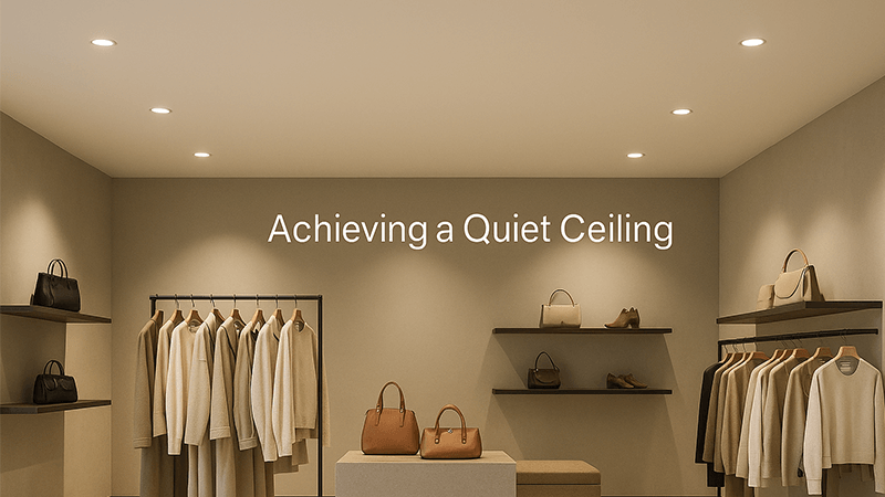 Achieving a Quiet Ceiling with Anti-Glare Lights An interior shot of a high-end retail store with a 'quiet ceiling' effect