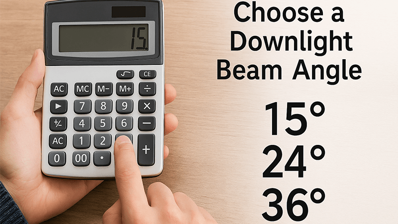 A person using a calculator to choose a downlight beam angle