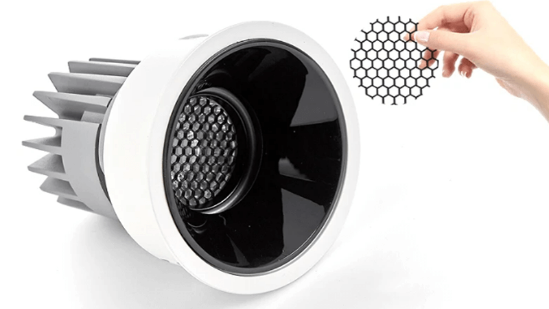 Anti-glare LED Downlight Design An example of an anti-glare downlight with a honeycomb louver