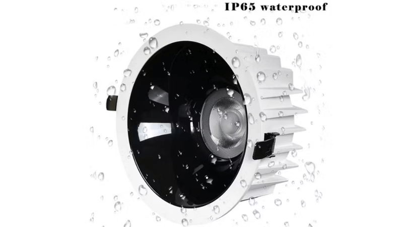 IP65 Bathroom-safe LED Ceiling Light Close-up of an IP65 rated LED downlight suitable for bathrooms