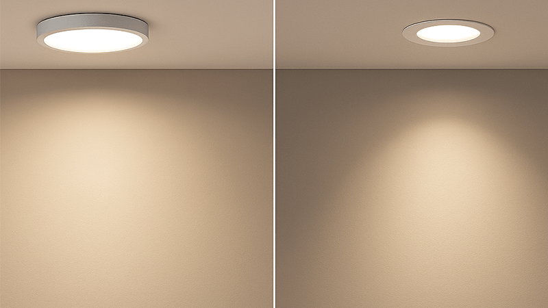 lighting effect of surface lights vs recessed lights