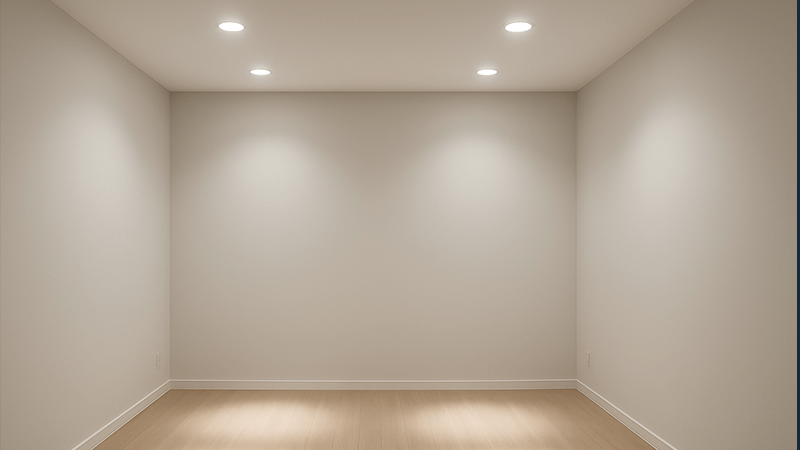 An empty room with perfectly uniform lighting on the floor