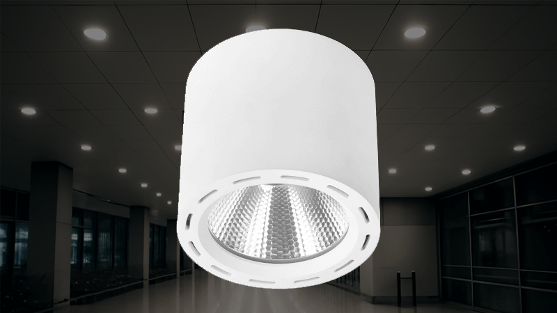 COB LED Downlights illuminating an airport terminal