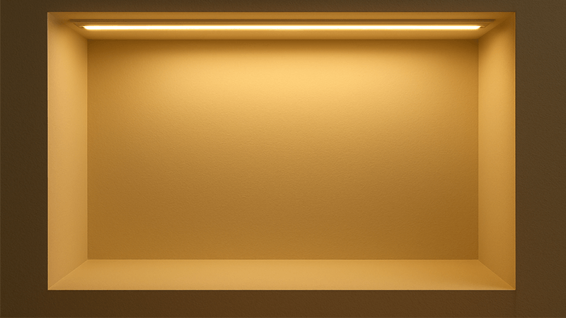 A COB LED strip lighting up a display case from within.