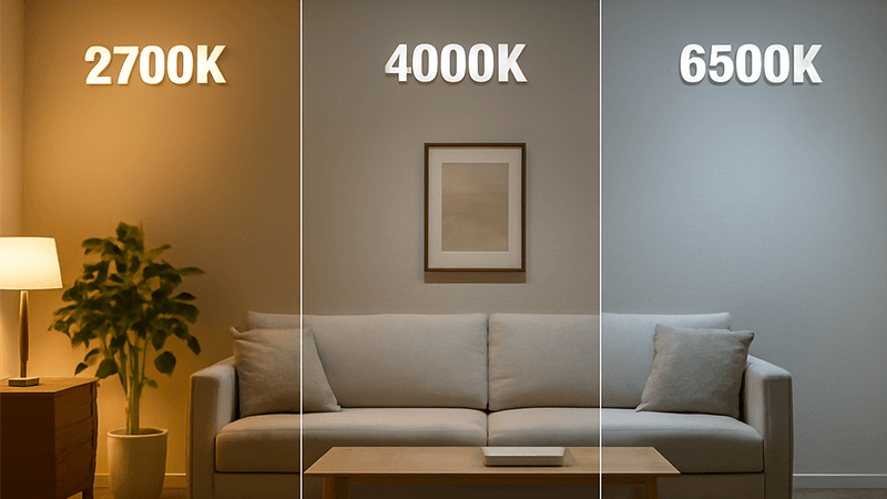 Different color temperatures in a room setting