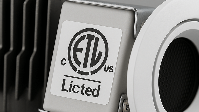 A cETL certification mark on the driver of an LED downlight