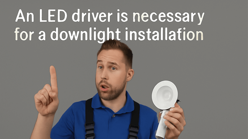 An electrician explaining the necessity of an LED driver for a downlight installation