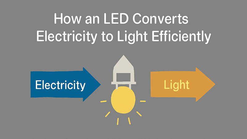 Diagram showing how an LED converts electricity to light efficiently