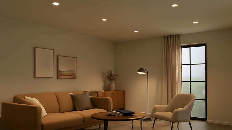 A stylish interior with modern LED downlights