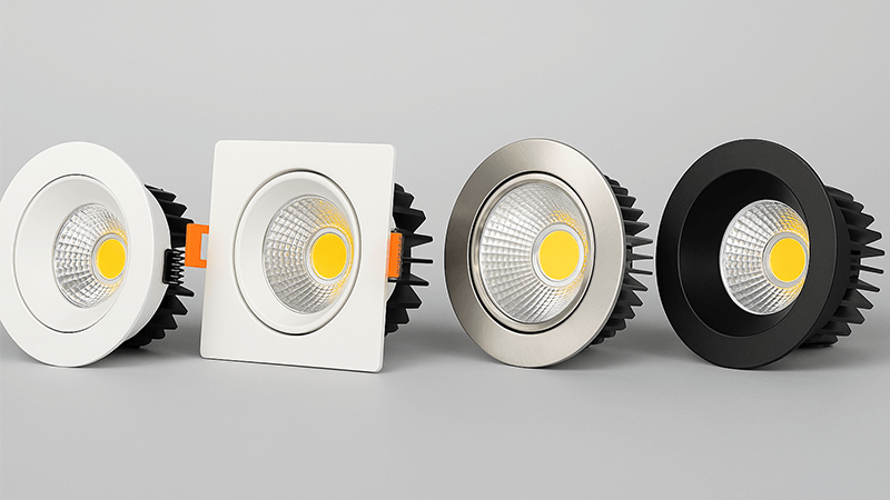 Collection of different COB LED downlights for architectural use