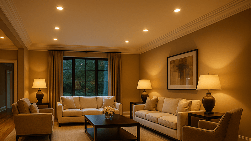 High-end living room with COB LED downlights