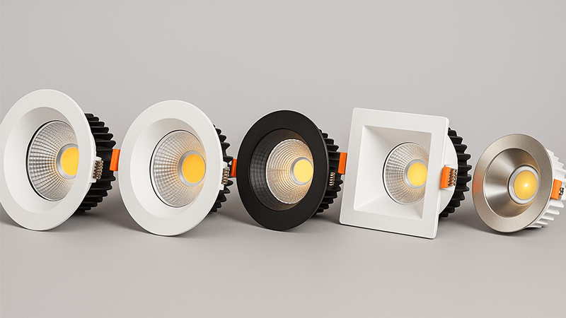 A selection of different COB downlights with various trims