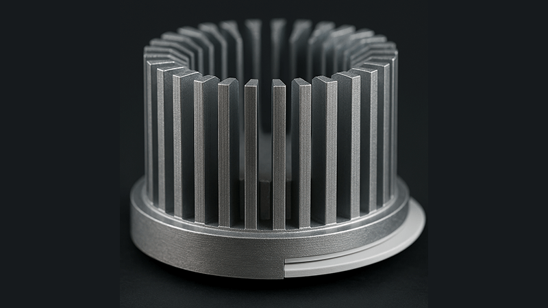 Close-up of a well-designed aluminum heatsink for a COB downlight