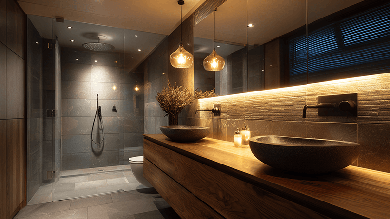IP44 rated LED Downlight in a modern bathroom