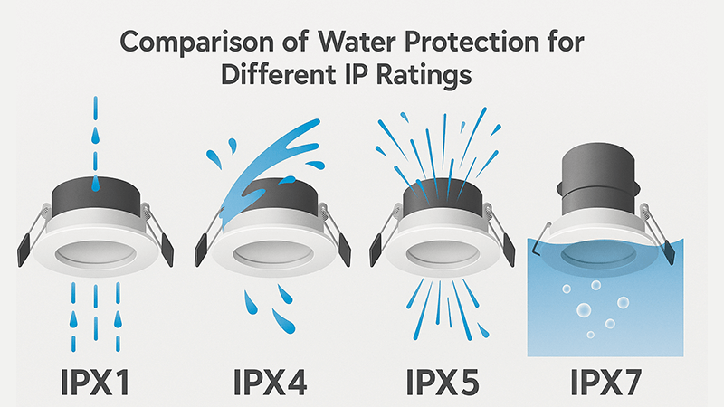 Comparison of water protection for different IP ratings
