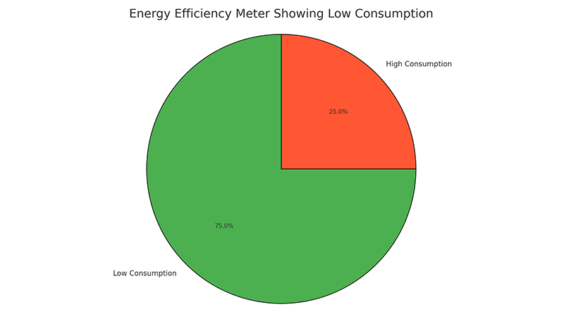 Energy efficiency meter showing low consumption