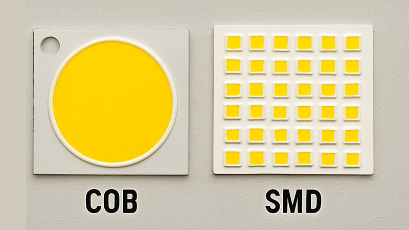 Comparison of a COB LED and an SMD LED panel