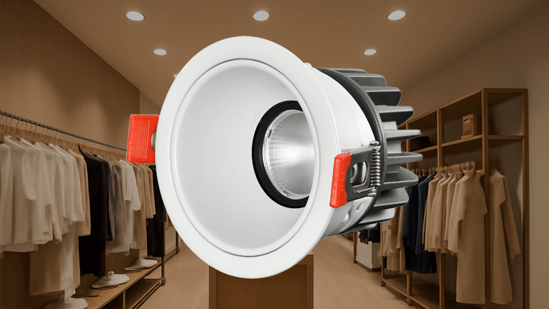 A modern retail store illuminated by COB LED downlights