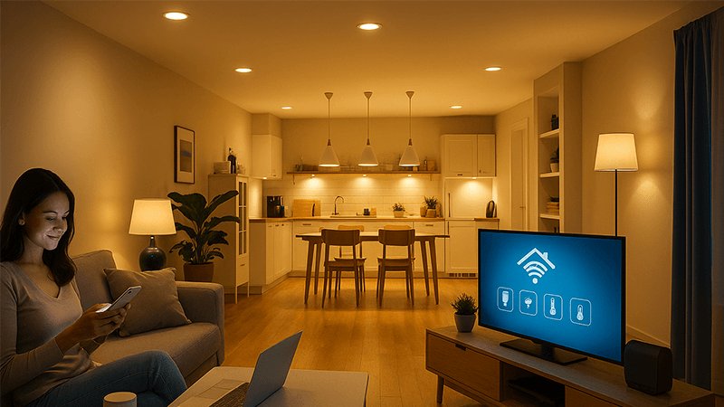 COB LED Downlights in a modern smart home