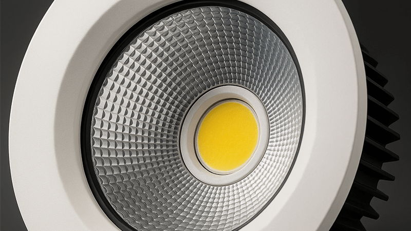 COB LED Downlight Optics A close-up of a high-performance COB LED downlight optic