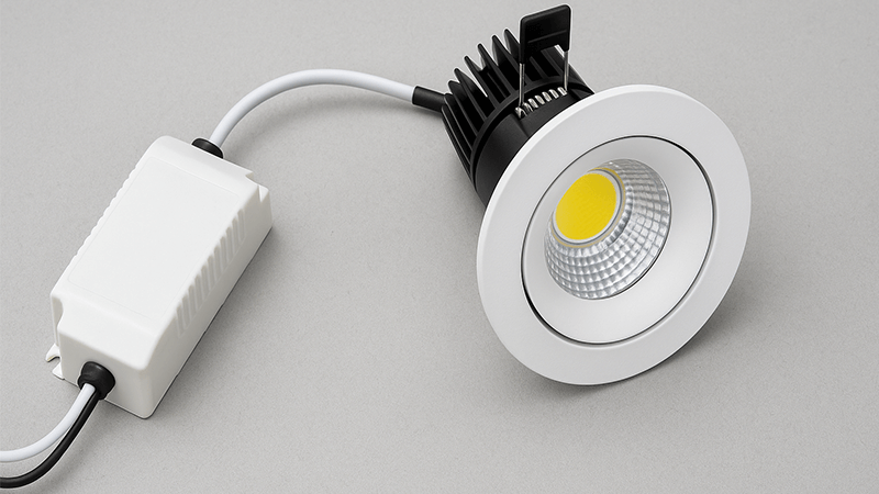 An LED driver connected to a COB LED downlight assembly