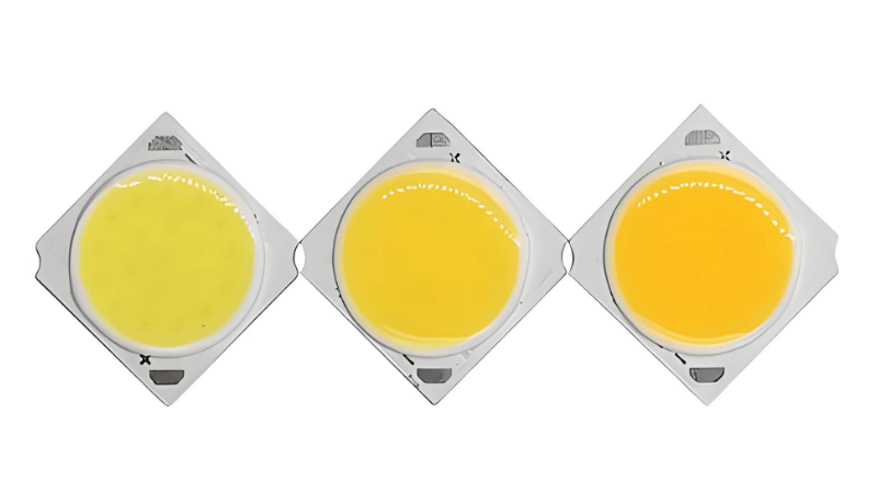 A close-up view of a COB LED chip showing its high efficiency