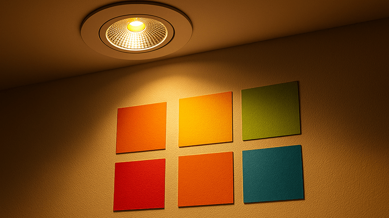 High CRI COB LED downlight showcasing vibrant colors