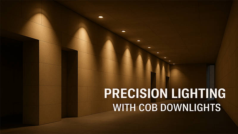 Architectural space illuminated with COB LED downlights