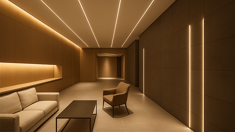 Sleek interior with integrated architectural lighting
