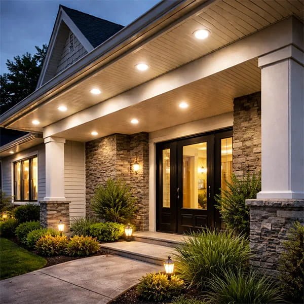 Outdoor LED downlight installation
