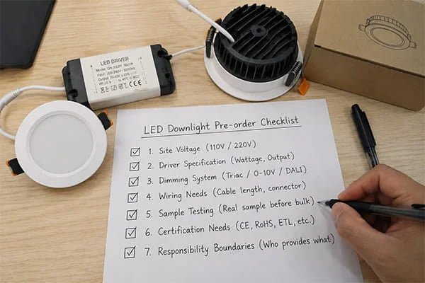 B2B LED downlight order checklist