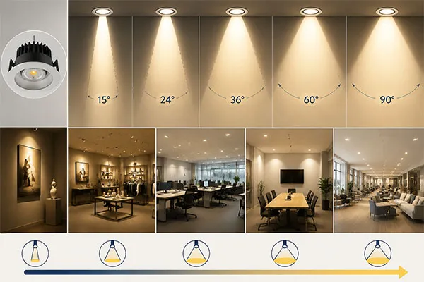 Beam Angle for COB Downlight Selection beam angle for COB downlight selection in commercial ceiling lighting