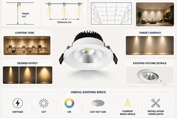 Information Needed to Choose COB Downlight Beam Angle beam angle for COB downlight supplier information checklist