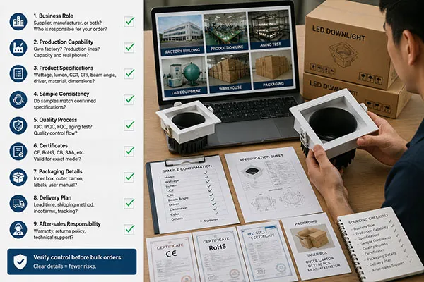 LED downlight supplier vs manufacturer verification checklist