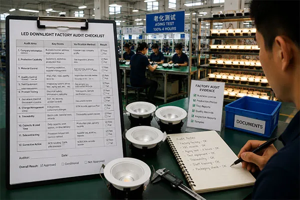 Auditing an LED downlight factory in China LED downlight factory China supplier audit checklist