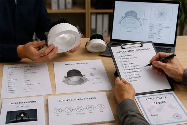 LED downlight supplier evaluation for heat dissipation LED downlight supplier evaluation documents and quality control