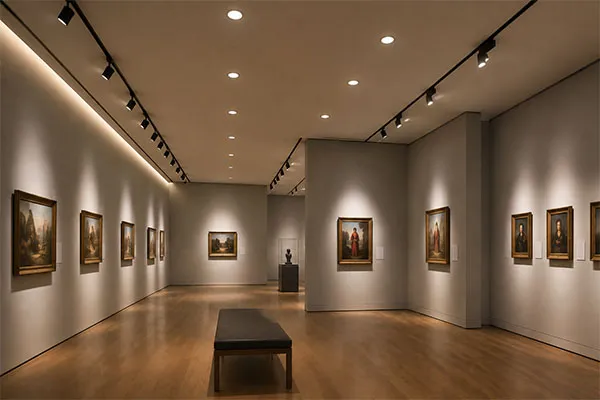 LED downlights for museums and galleries used with track spots and wall washers