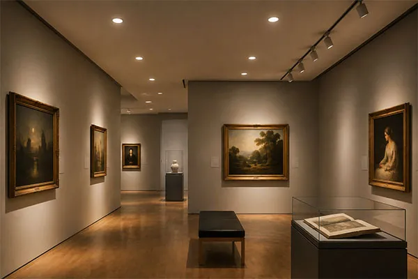 High CRI LED downlights for museums and galleries with warm neutral color temperature