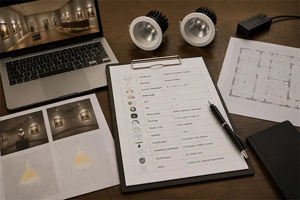 RFQ checklist for LED downlights for museums and galleries