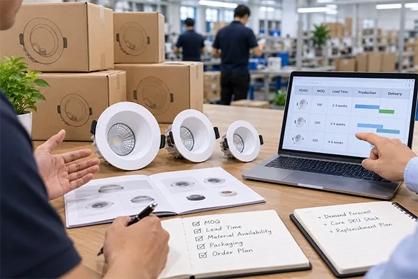 LED downlight supplier coordination LED downlight inventory supplier coordination MOQ production lead time