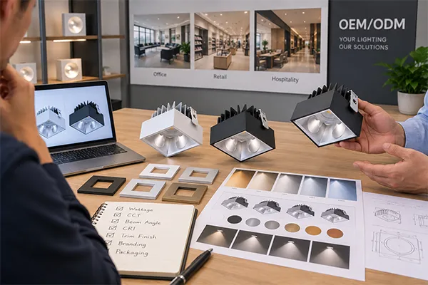 OEM ODM LED downlight products with custom color temperature, wattage, CRI, and finishes
