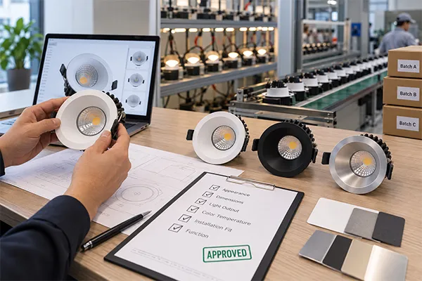 LED downlight sample approval and bulk production consistency LED downlight investment decisions with sample approval and batch quality control