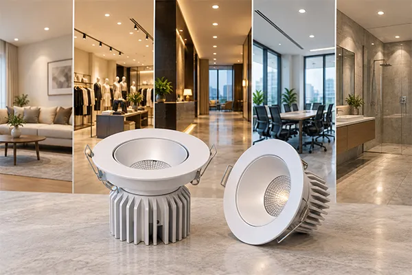 Professional LED downlights by application Professional LED downlights selected for residential retail and hospitality applications