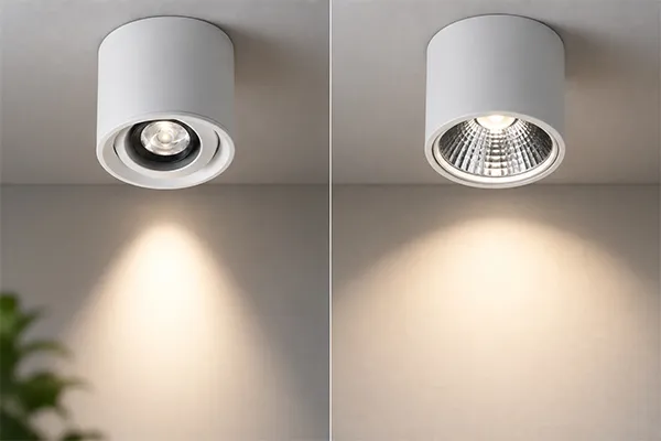 Lens and Reflector LED Downlight Optics LED downlight with lens vs reflector optical design comparison