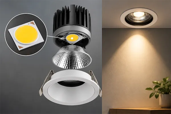 COB LED downlight optical design COB chip technology LED downlight reflector and optical system