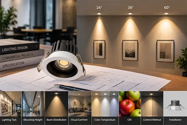 COB downlight project specification COB chip technology downlight selection for commercial lighting projects