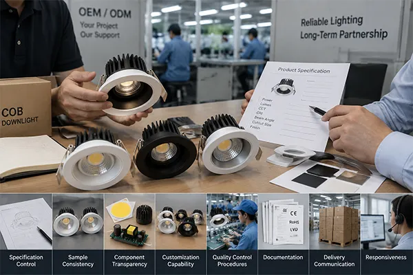 COB downlight supplier selection COB chip technology LED downlight supplier evaluation and customization