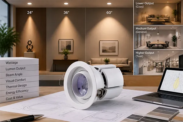 LED Downlight Performance Trade-Offs LED downlight wattage lumen output and beam angle comparison