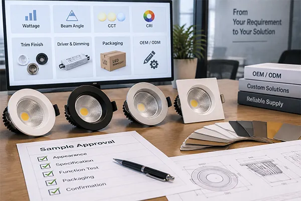 Customized LED downlight sample approval process LED downlight requirements for OEM ODM customization and sample approval
