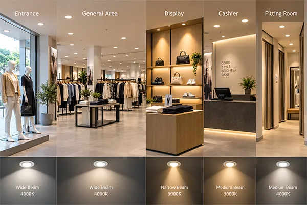 LED downlights for different retail lighting zones LED downlights for retail store lighting design across store zones